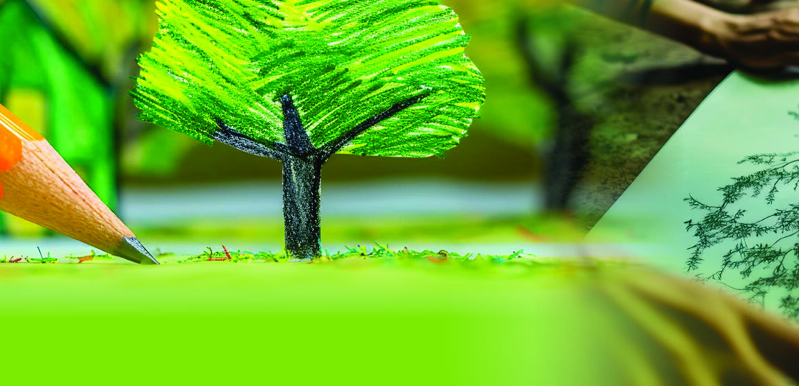 Escolinha realiza atividade artística alusiva a futuro sustentável.