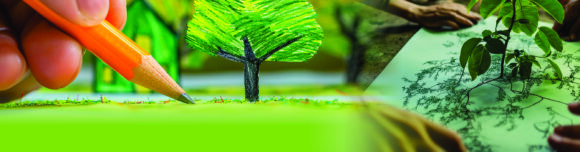 Escolinha realiza atividade artística alusiva a futuro sustentável.